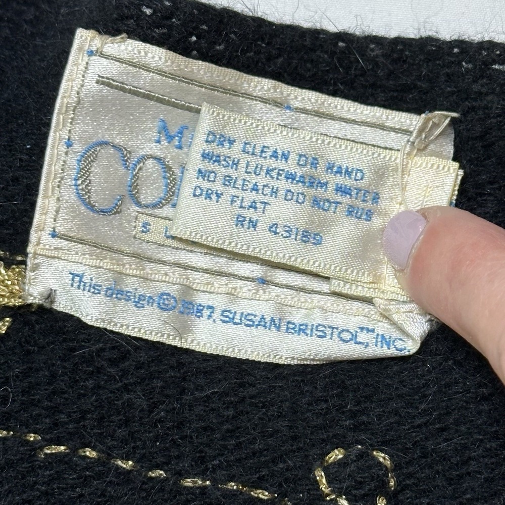 Susan Bristol 1987 Embroidered Button Front Cardigan Short Puff Sleeve Sweater M - Picture 8 of 11